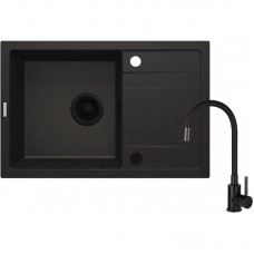 Набір для кухні Deante Corio, гранітна мийка з крилом + зміш. графіт