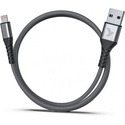 Дата кабель USB 2.0 AM to Lightning 1.0m MFI Flex Gray Pixus (4897058530971)