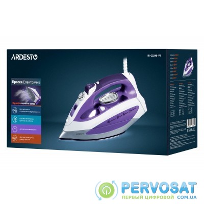 Праска Ardesto IR-C2240-VT/2200Вт/400мл /пар/ самоочищення /антикапля /керам.под /світл.індик / фіолетовий