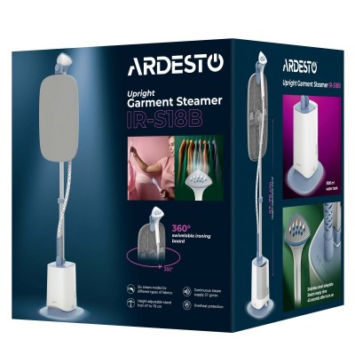 Відпарювач ARDESTO вертикальний IR-S18B, 1800Вт, 1800мл, дошка, нерж. сталь, білий+сірий Відпарювач ARDESTO вертикальний IR-S18B, 1800Вт, 1800мл, дошка, нерж. сталь, білий+сірий