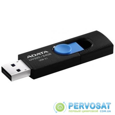 USB флеш накопитель A-DATA 64GB UV320 Black/Blue USB 3.1 (AUV320-64G-RBKBL)