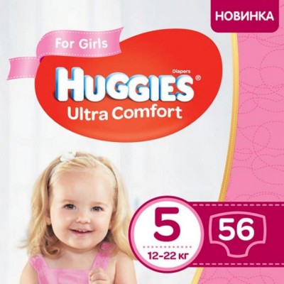 Подгузник Huggies Ultra Comfort 5 Mega для девочек (12-22 кг) 56 шт (5029053543642)