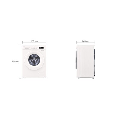 Пральна машина LG фронтальна, 6кг, 1200, A+++, 44см, дисплей, пара, інвертор, білий