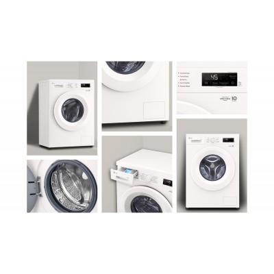 Пральна машина LG фронтальна, 6кг, 1200, A+++, 44см, дисплей, пара, інвертор, білий