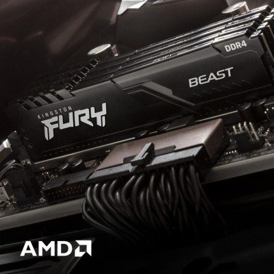 Модуль пам'яті для комп'ютера DDR4 64GB (2x32GB) 2666 MHz Fury Beast RGB Kingston Fury (ex.HyperX) (KF426C16BBK2/64)