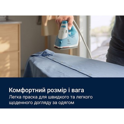 Праска Electrolux, 2300Вт, 250мл, паровий удар 110гр, керам. підошва, синьо-білий