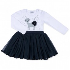 Плаття Breeze з котиком та зірочкою (8099-92G-white) Плаття Breeze з котиком та зірочкою (8099-92G-white)
