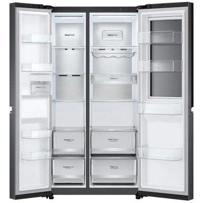 Холодильник LG SBS, 179x91х74, холод.відд.-414л, мороз.відд.-233л, 2дв., А+, NF, лін., диспл внутр., зона св-ті, Door in door, чорний матовий