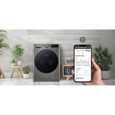 Пральна машина LG фронтальна, 9кг, 1200, A, 48см, дисплей, пара, інвертор, сріблястий