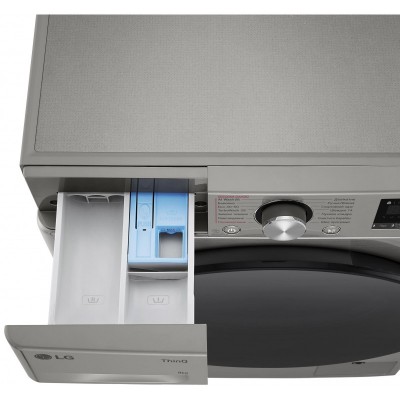 Пральна машина LG фронтальна, 9кг, 1200, A, 48см, дисплей, пара, інвертор, сріблястий