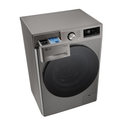 Пральна машина LG фронтальна, 9кг, 1200, A, 48см, дисплей, пара, інвертор, сріблястий