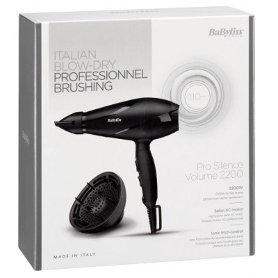 Фен Babyliss, 2200Вт, 3 режими, дифузор, іониз-я, хол. обдув, чорний