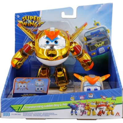 Ігровий набір Super Wings Transforming Золотий Хлопчик і улюбленець (Golden Boy & Pet)