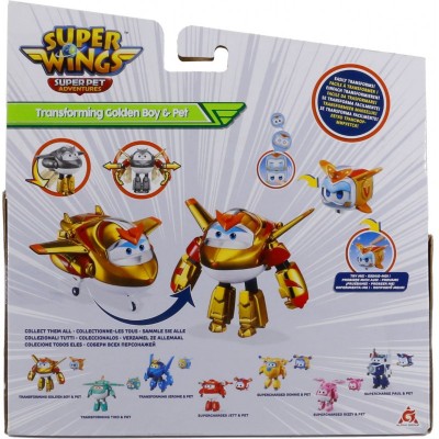 Ігровий набір Super Wings Transforming Золотий Хлопчик і улюбленець (Golden Boy & Pet)