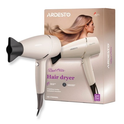 Фен ARDESTO Pearl Cream HD-Y701PERL, 1750-2100Вт, 3 швидкості, 3 темп.режими, бежевий
