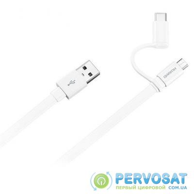 Дата кабель USB 2.0 AM to Micro 5P + Type-C AP55S White Huawei (04071417_)