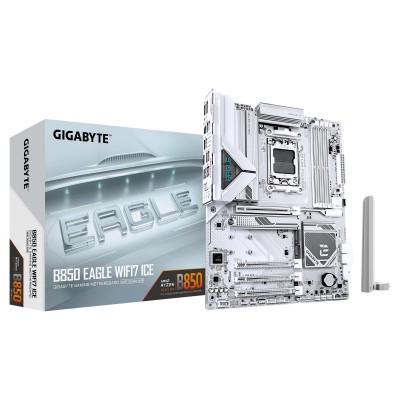 Материнська плата GIGABYTE B850 EAGLE WF7 ICE sAM5 B850 4xDDR5 M.2 Wi-Fi BT HDMI DP ATX