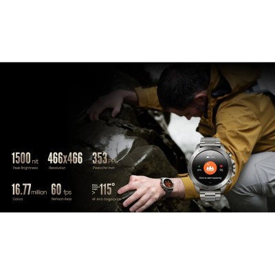 Смарт-годинник Mibro GS Explorer S 48мм, 1.32", 466x466, AMOLED, BT 5.3, Dual-band GPS, 10 ATM, суцільний титан