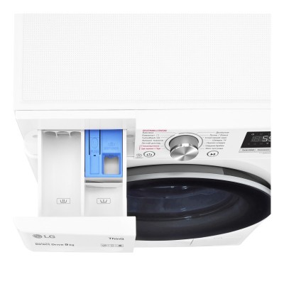 Пральна машина з фронт. завант. LG F4V7VS1W, 9кг, 1400, A+++-30%, Пара, глибина 56см, Дисплей, Білий