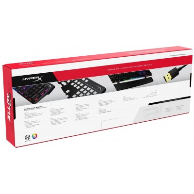 Клавіатура механічна HyperX Alloy MKW100 104key, TTC Red, USB-A, EN/RU, RGB, чорний