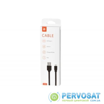 Дата кабель USB 2.0 AM to Type-C 1.5m Flat Single Molding Type, Black 2E (2E-CCTPVC-1.5MBL)