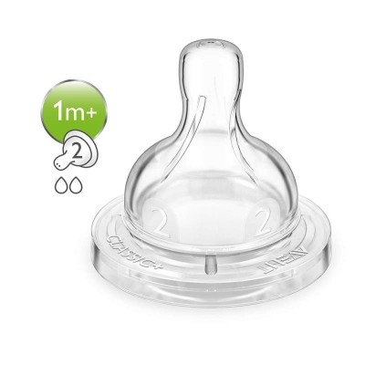 Соска Avent Classic+ 1міс+, силіконова, повільний потік, 2шт