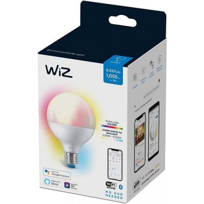 Керована по WiFi лампа WiZ E27 11W(75W 1055Lm) G95 2200-6500 RGB Wi-Fi