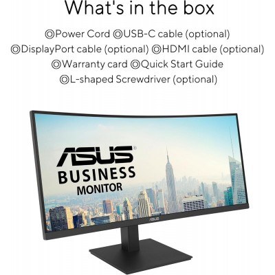 Монітор Asus 34" VA34VCPSR HDMI, DP, USB-C, 3xUSB, RJ-45, MM, VA, 3440x1440, 21:9, 100Hz, 4ms, CURVED, AdaptiveSync, HAS Монітор Asus 34" VA34VCPSR HDMI, DP, USB-C, 3xUSB, RJ-45, MM, VA, 3440x1440, 21:9, 100Hz, 4ms, CURVED, AdaptiveSync, HAS