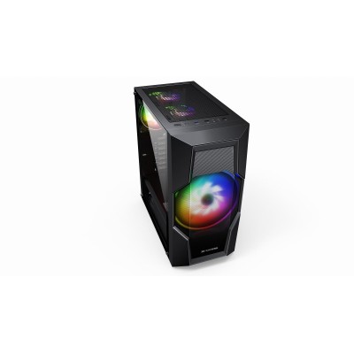 Корпус 2E GAMING TURBO (G2057B) MidT,2xUSB2.0,1xUSB3.0,1x200+3x120ARGB, скло (бічна панель),без БЖ,чорний