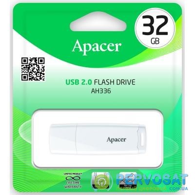 USB флеш накопитель Apacer 32GB AH336 White USB 2.0 (AP32GAH336W-1)