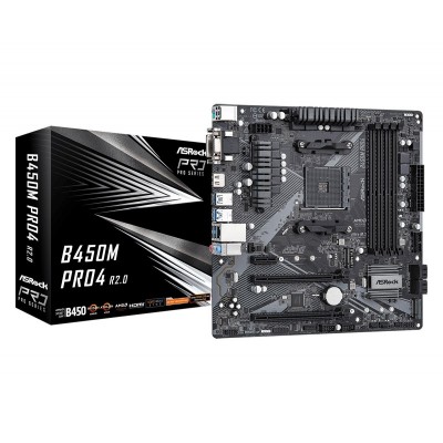 Материнська плата ASRock B450M PRO4 R2.0 sAM4 B450 4xDDR4 M.2 HDMI DVI mATX