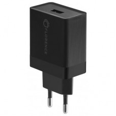 Зарядний пристрій Florence 1USB QC 3.0 Black (FL-1050-K) Зарядний пристрій Florence 1USB QC 3.0 Black (FL-1050-K)