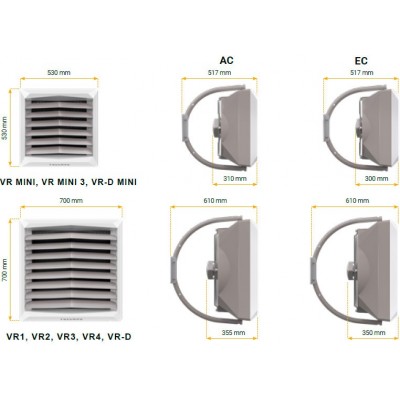 Водяний нагрівач Volcano VR3 двигун змінного струму AC, 13-75 кВт, 5700 м3/год Водяний нагрівач Volcano VR3 двигун змінного струму AC, 13-75 кВт, 5700 м3/год