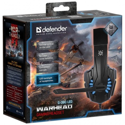 Наушники Defender Warhead G-390 LED Black-blue (64039)