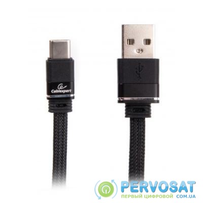 Дата кабель USB 2.0 AM to Type-C 1.0m flat Cablexpert (CCPB-C-USB-10BK)