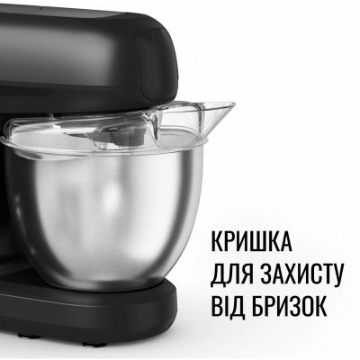 Кухонна машина Tefal Bake Partner 1100Вт, чаша-метал, корпус-пластик, насадок-8, чорний