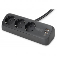 Блок розеток DIGITUS Office, 3xSchuko, 2xUSB-A, 1xUSB-C, 16A, 1.5м, вилка Schuko, чорний Блок розеток DIGITUS Office, 3xSchuko, 2xUSB-A, 1xUSB-C, 16A, 1.5м, вилка Schuko, чорний