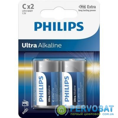 Батарейка PHILIPS C LR14 Ultra Alkaline * 2 (LR14E2B/10)