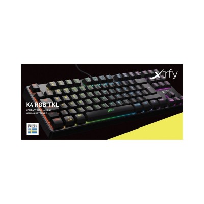 Клавіатура механічна Xtrfy K4 TKL 87Key, Kailh Red, USB-A, EN/RU, RGB, Чорний