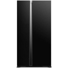 Холодильник Hitachi SBS, 180x92х72, холод.відд.-369л, мороз.відд.-226л, 2дв., А++, NF, чорний (скло)