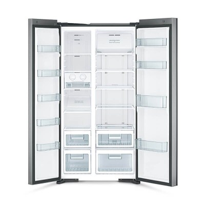 Холодильник Hitachi SBS, 180x92х72, холод.відд.-369л, мороз.відд.-226л, 2дв., А++, NF, чорний (скло)