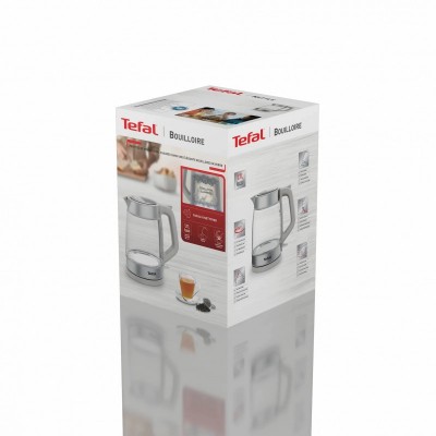 Електрочайник Tefal Glass Kettle 1.7л, скло, з підсвіткою, біло-срібний