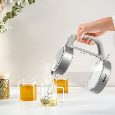 Електрочайник Tefal Glass Kettle 1.7л, скло, з підсвіткою, біло-срібний