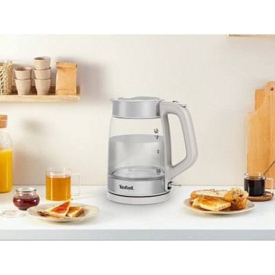 Електрочайник Tefal Glass Kettle 1.7л, скло, з підсвіткою, біло-срібний