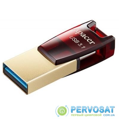 USB флеш накопитель Apacer 64GB AH180 Red Type-C Dual USB 3.1 (AP64GAH180R-1)