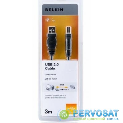 Кабель для принтера USB 2.0 AM/BM 3.0m Belkin (F3U154bt3M)