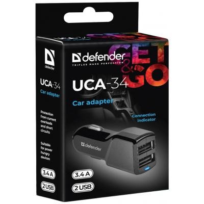 Зарядное устройство Defender UCA-34 2xUSB, 5V / 3.4A (83834)