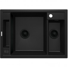 Мийка кухонна Deante Magnetic, граніт, прямокутник, без крила, 690х500х219мм, чаша - 1.5, накладна, черний