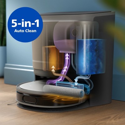 Робот-пилосос Philips Series 9000, h=9.8см, вологе прибирання, конт пил -0.21л, вода -0.22л, автон. робота до 280хв, EPA 11, чорний-металік Робот-пилосос Philips Series 9000, h=9.8см, вологе прибирання, конт пил -0.21л, вода -0.22л, автон. робота до 280хв, EPA 11, чорний-металік