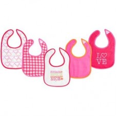 Слинявчик Luvable Friends 5 шт для девочек с надписями, розовый (2189-pink) Слинявчик Luvable Friends 5 шт для девочек с надписями, розовый (2189-pink)